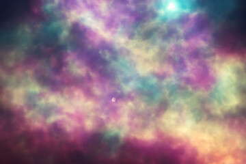 Wall Mural - gas nebula clouds with stars in deep space - psychodelic