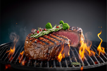 Wall Mural - Tasty and Juicy Beef Steak - Perfect for Grilling, BBQ or Restaurant Meal - Stock Image