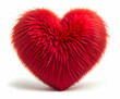 © tuulijumala - Generative AI Illustration of red fur heart isolated on white background. Valentine's day symbol digital art..