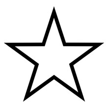 Simple Monochrome Vector Graphic Of A Five Pointed Star On A White Background. All Sides And Angles Are Mutually Equal