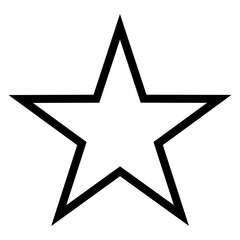 Simple monochrome vector graphic of a five pointed star on a white background. All sides and angles are mutually equal