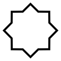 Wall Mural - Simple monochrome vector graphic of a eight pointed star on a white background. All sides and angles are mutually equal