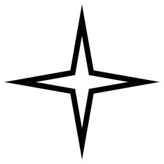 Wall Mural - Simple monochrome vector graphic of a four pointed star on a white background. All sides and angles are mutually equal