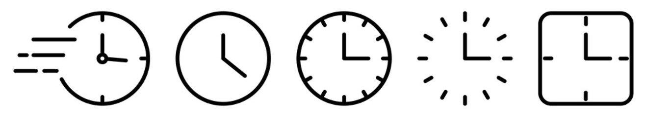 Wall Mural - Time and clock line icons. Vector illustration isolated on white background