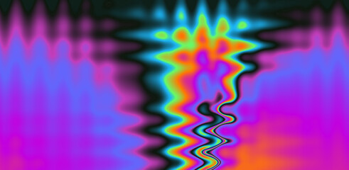 Leinwandbilder - Texture of a glitched TV screen with wavy and distorted moire pattern in acid colors.