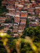 The view from the station la Aurora of the metro cable in Medellín to the hill village Vallejuelos, Colombia, South America