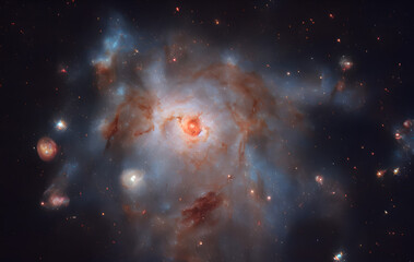 galaxie with stars in deep space - sun - astrophotograph - deep field - astronomy - cosmology - astr
