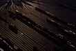 © Cavan Images - Aerial of railroad switching yard in Houston, TX.