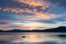 Sunset Over Lake Tahoe As Seen From Kings Beach, California.