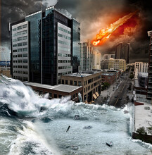 Apocalyptic catastrophe on a city