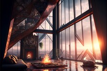 Firestorm Theme,luxury Loft With High Windows