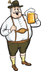 cartoon oktoberfest man with beer - PNG image with transparent background