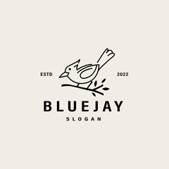 vintage Blue jay bird vector icon illustration logo design 2