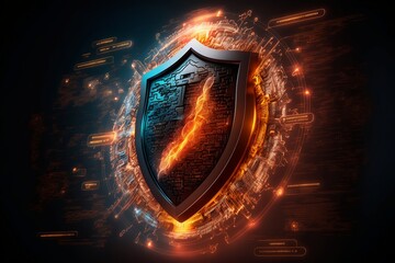 Wall Mural - Firewall Internet Security Connection: Protecting Your Online World from the Dark Side of the Cosmos - A Modern Illustration of Technology, Energy, and Science in the Universe