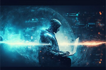 Wall Mural - Firewall Internet Security Connection: Protecting Your Online World from the Dark Side of the Cosmos - A Modern Illustration of Technology, Energy, and Science in the Universe