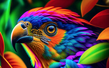 AI Digital Illustration Exotic Tropical Colourful Bird