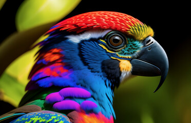 AI Digital Illustration Exotic Tropical Colourful Bird