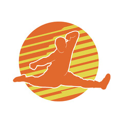 Poster - Pencak silat, Indonesia traditional martial art athlete vector silhouette.