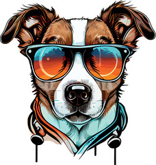 Canvas Print - Cool dog wearing sunglasses