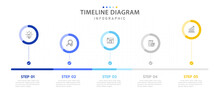 Infographic Template For Business. 5 Steps Modern Timeline Diagram Roadmap With Percent Pie Chart, Presentation Vector Infographic.