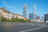 Fototapeta Mapy - The skyline of modern urban architecture and highways in Beijing, the capital of China