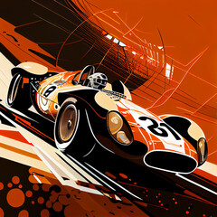 Wall Mural - Car, F1, race, motor, sports, illustration, cartoon, speed