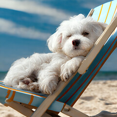 Sticker - jack russell terrier realxing on the beach