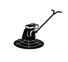 Power Trowel Or Power Float Icon. Flooring Construction Machine Equipment For Contractors, Worker Use To Epoxy Coating, Making Smooth To Finishing Surface Of Concrete Slab By Screed, Polish, Grindin