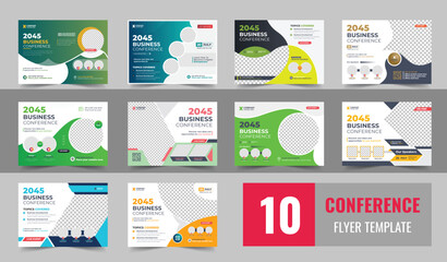 Wall Mural - business webinar invitation design bundle, webinar and business conference social media banner, onli