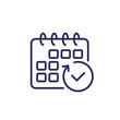 monthly subscription auto-renewal line icon on white