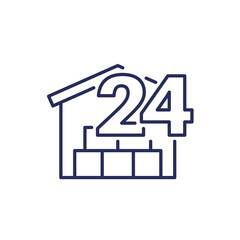 Poster - 24 hours warehouse, storage line icon