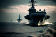 US Navy carrier strike group in South China Sea, AI Assisted Image..