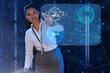 © IndiaPix - Female Technician touching on digital globe screen, future technology concept