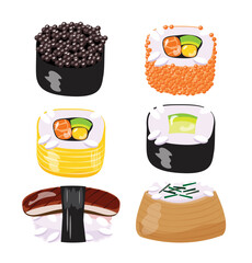 Set of Sushi elements vector illustration