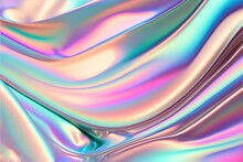 Holographic Foil Texture. Abstract Soft Pastel Iridescent Background, Ai Generated
