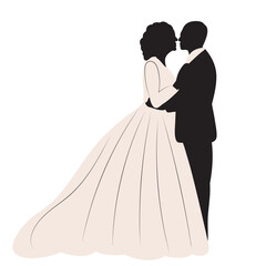 Wall Mural - bride and groom in white dress silhouette design vector