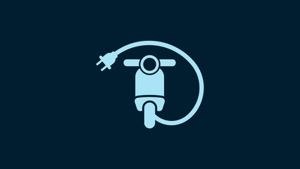 Sticker - White Electric scooter icon isolated on blue background. 4K Video motion graphic animation