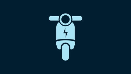 Canvas Print - White Electric scooter icon isolated on blue background. 4K Video motion graphic animation