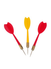 Three small darts in red and yellow isolated png file