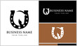 line art horseshoe logo template