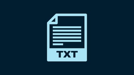 Sticker - White TXT file document. Download txt button icon isolated on blue background. Text file extension symbol. 4K Video motion graphic animation