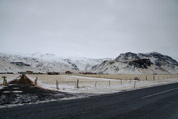 Canvas Print - mountain road in the snow