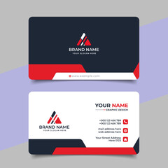 red modern creative business card and name card horizontal simple clean template vector design