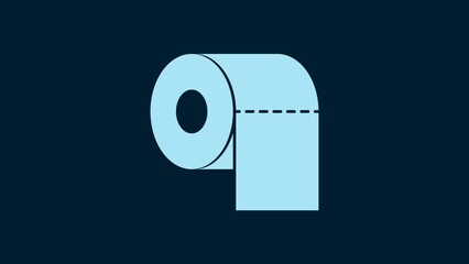 Sticker - White Toilet paper roll icon isolated on blue background. 4K Video motion graphic animation