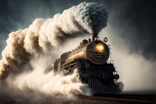  A Train Is Coming Down The Tracks With Smoke Coming Out Of It's Stacks Of Smoke And Steam Coming Out Of It's Stacks And A Cloud Of Smoke Billowing Out Of Smoke. Generative Ai, Generative Ai