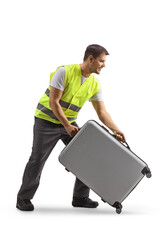 Sticker - Airport worker pushing a suitcase