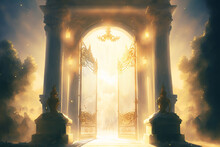 A Beautiful Image Of The Opening Pearly Gates Of Paradise In The Light
