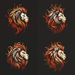 Golden lion head logo set design