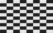 Many toys blocks in black and white colors. Plastic bricks banner. Vector pattern background