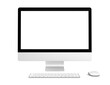 Monitor Computer with Keyboard and Mouse - mockup isolated with transparent screen and background png
